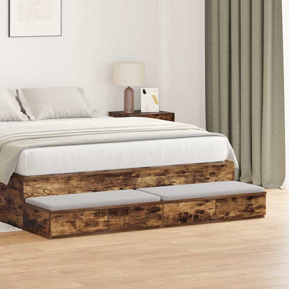 Bed Drawers Engineered Wood Smoked Oak 140 x 36.5 x 16.5 cm