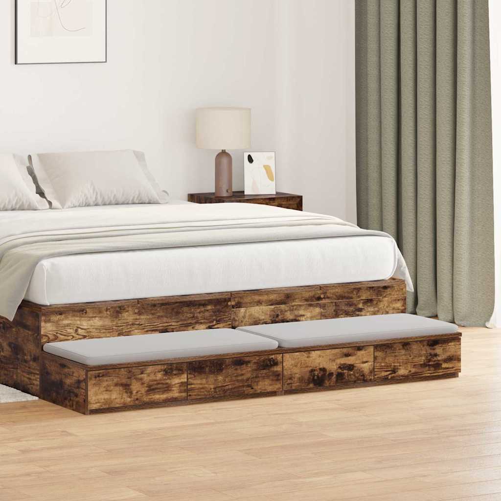 Bed Drawers Engineered Wood Smoked Oak 160 x 36.5 x 16.5 cm
