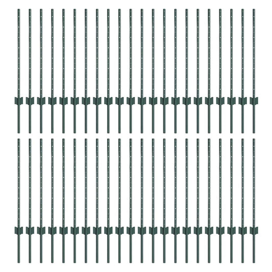 Embedded Fence Post Green Powder-Coated Steel Steel/green 44 120 cm