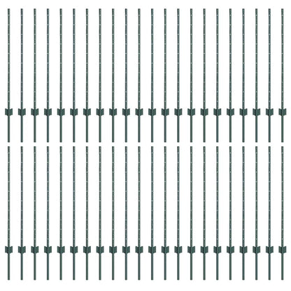 vidaXL Embedded Fence Post 44 pcs Green 140 cm Powder-Coated Steel 2