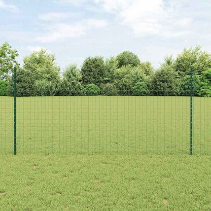 vidaXL Embedded Fence Post Green Powder-Coated Steel Steel/green 44 pcs