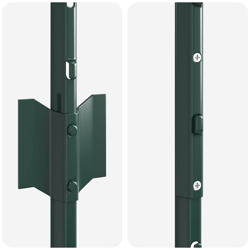vidaXL Embedded Fence Post 44 pcs Green 200 cm Powder-Coated Steel 6