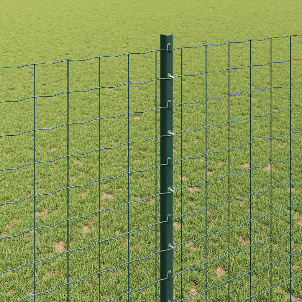 vidaXL Embedded Fence Post 44 pcs Green 200 cm Powder-Coated Steel 4