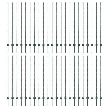 vidaXL Embedded Fence Post 44 pcs Green 200 cm Powder-Coated Steel 2