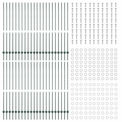 vidaXL Embedded Fence Post 44 pcs Green 200 cm Powder-Coated Steel 5