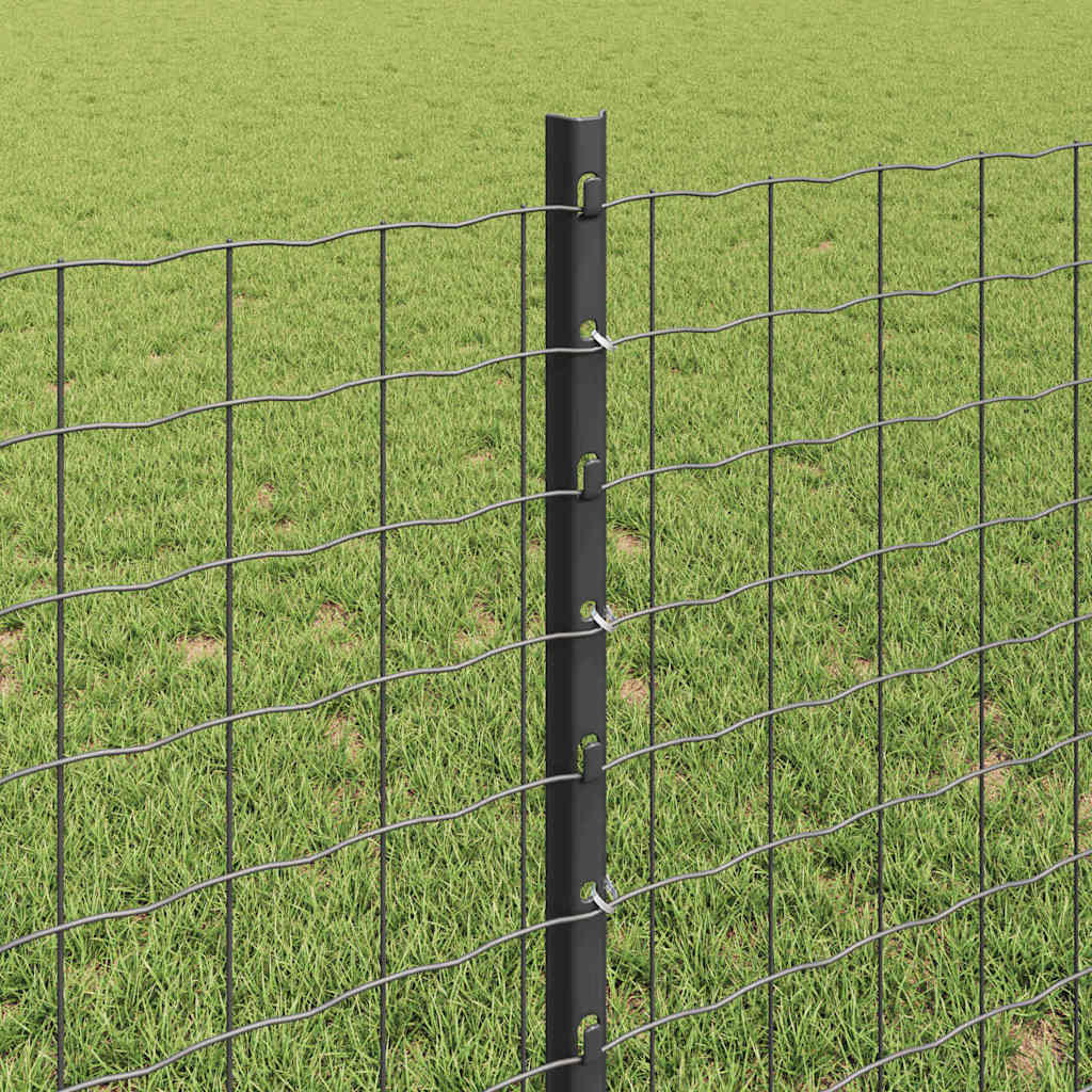 vidaXL Embedded Fence Post 44 pcs Grey 120 cm Powder-Coated Steel 4