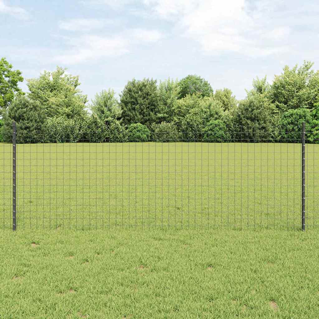 vidaXL Embedded Fence Post 44 pcs Grey 120 cm Powder-Coated Steel 1