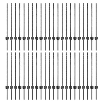 vidaXL Embedded Fence Post 44 pcs Grey 120 cm Powder-Coated Steel 2