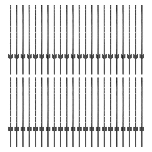 Embedded Fence Post Grey Powder-Coated Steel Steel/grey 120 cm