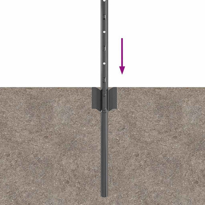 vidaXL Embedded Fence Post 44 pcs Grey 120 cm Powder-Coated Steel 6