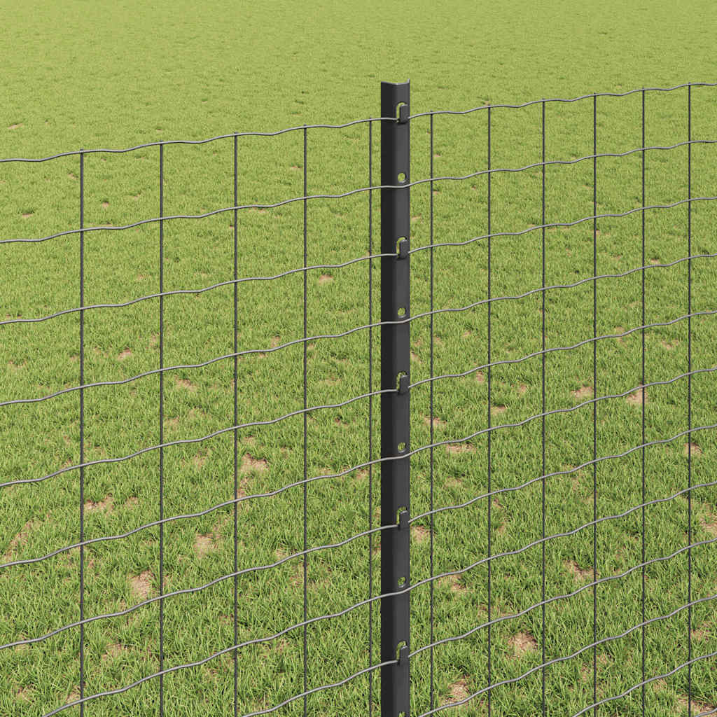 vidaXL Embedded Fence Post 44 pcs Grey 200 cm Powder-Coated Steel 4