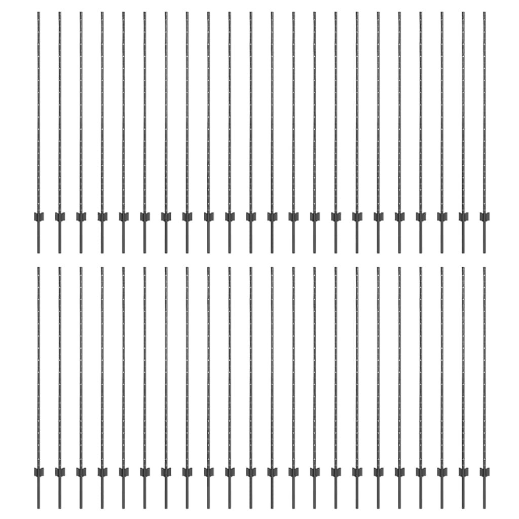 vidaXL Embedded Fence Post 44 pcs Grey 200 cm Powder-Coated Steel 2