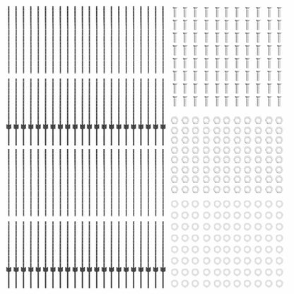 vidaXL Embedded Fence Post 44 pcs Grey 200 cm Powder-Coated Steel 5