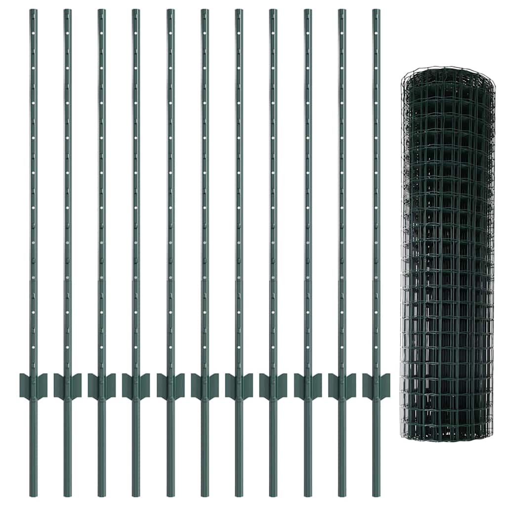 Euro Fence with Post 25 x 1.2 m PVC-Coated Steel Mesh Green 25 x 1 m – 50 x 0.6 m 25 x 1 m fence (10 x 10 cm mesh)