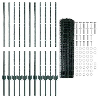 Euro Fence with Post 25 x 1.2 m PVC-Coated Steel Mesh Green 25 x 1 m – 50 x 0.6 m 25 x 1 m fence (10 x 10 cm mesh)