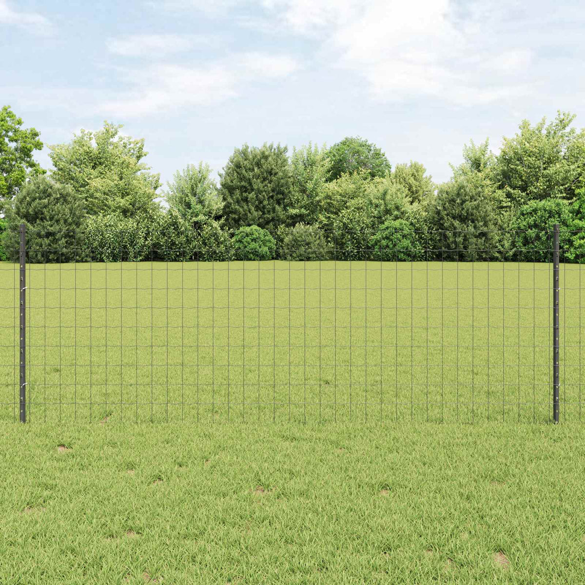 Euro Fence with Post 10 x 1 m PVC-Coated Steel Mesh Grey 10 x 0.4 m – 10 x 1 m 10 x 0.8 m fence (7.7 x 6.4 cm mesh)