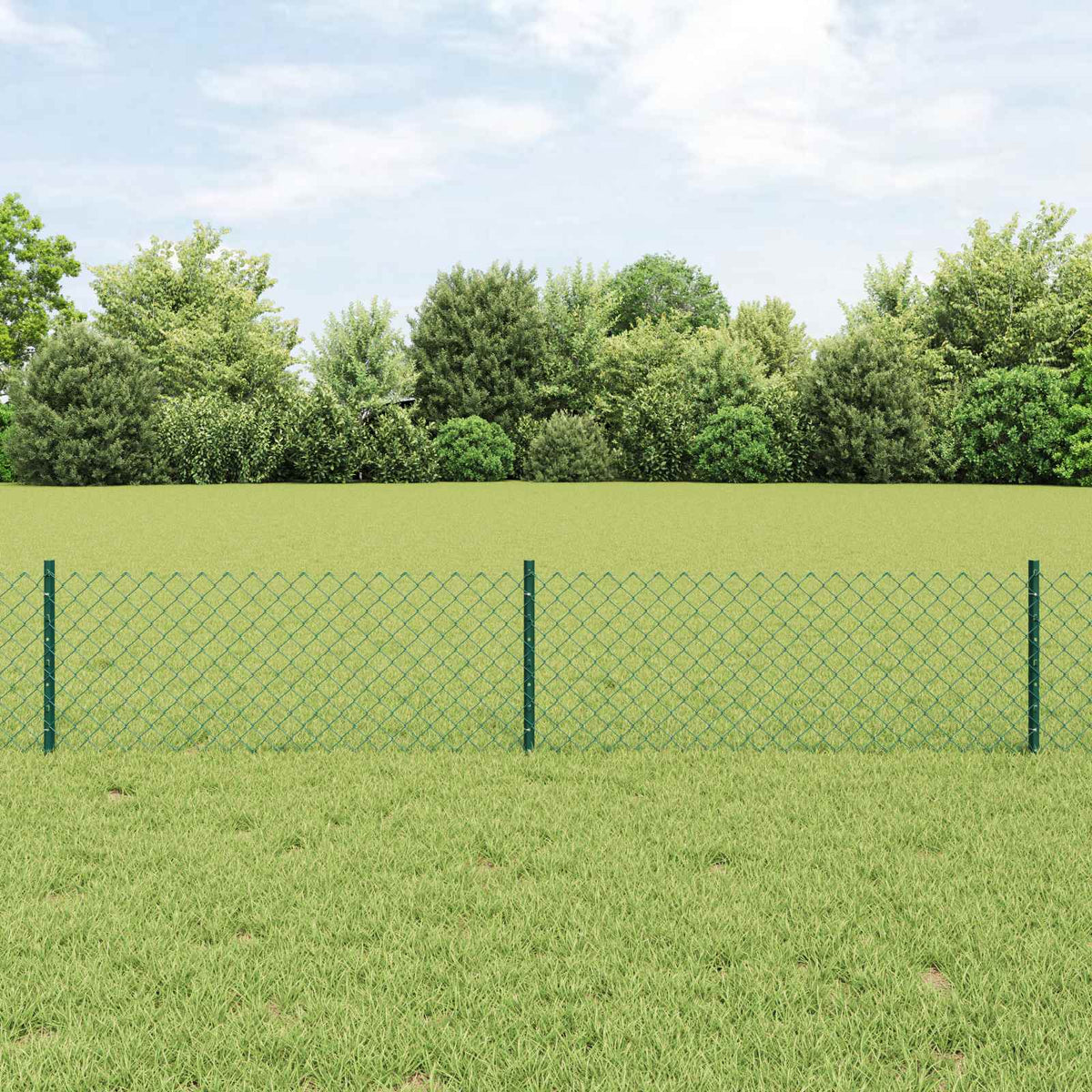 Chainlink Fence with Post 10 x 0.4 m PVC-Coated Steel Green 10 x 0.4 m fence (4 x 4 cm mesh)