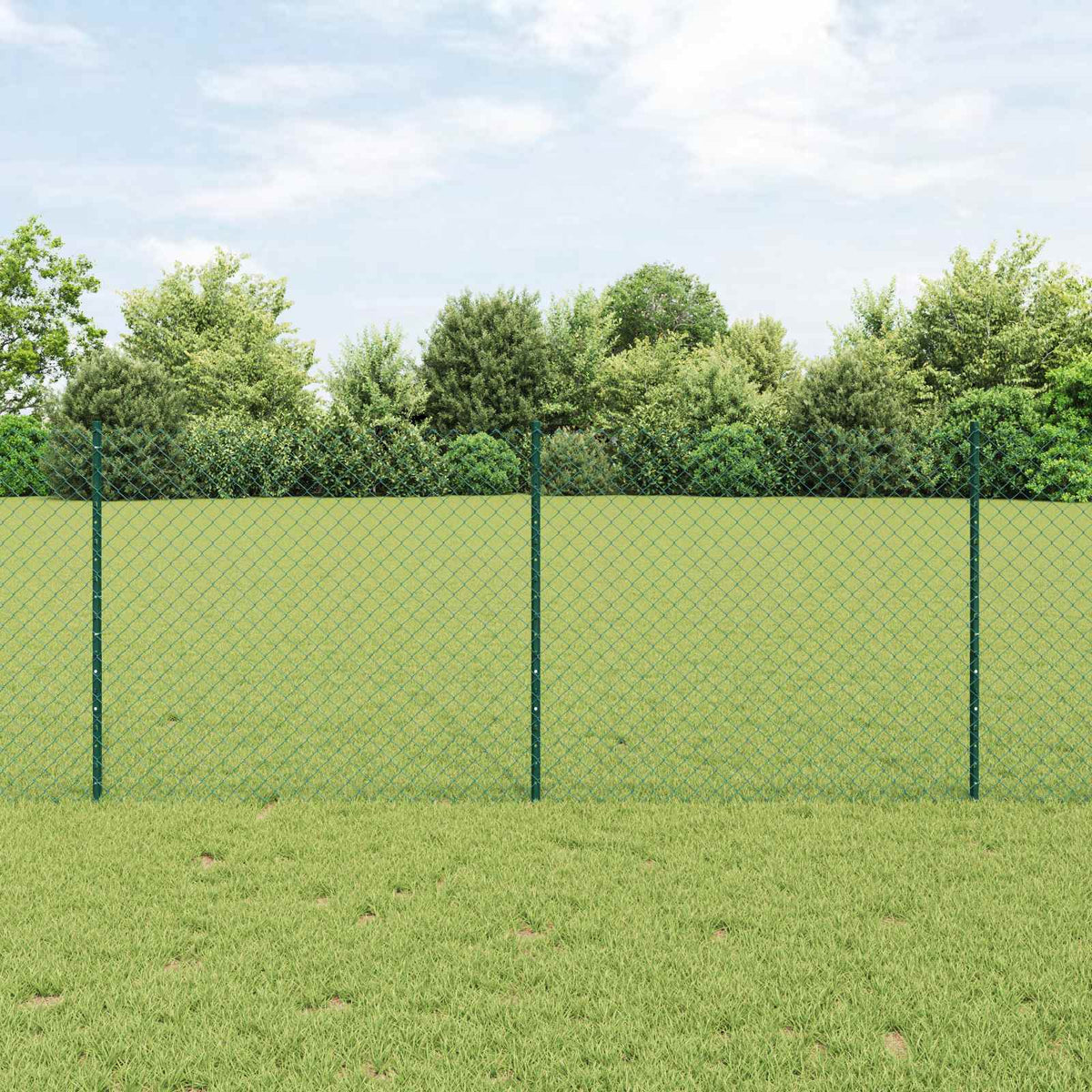 Chainlink Fence with Post 10 x 0.4 m PVC-Coated Steel Green 10 x 1 m fence (4 x 4 cm mesh)