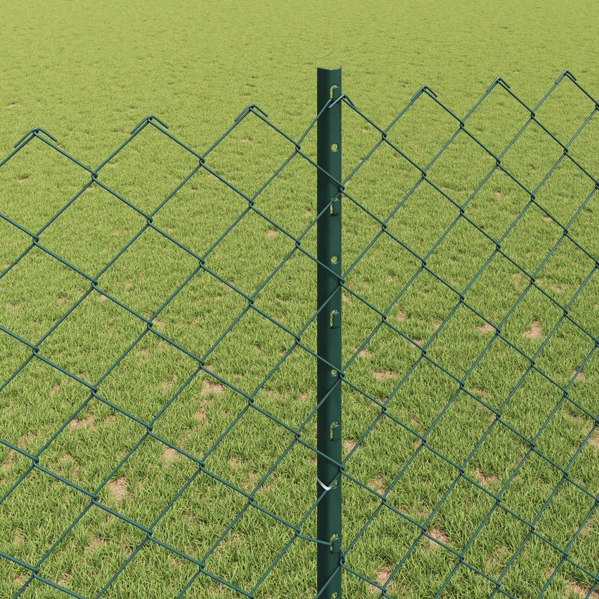 vidaXL Chainlink Fence with Post 25 x 1.6 m PVC-Coated Steel Green 4