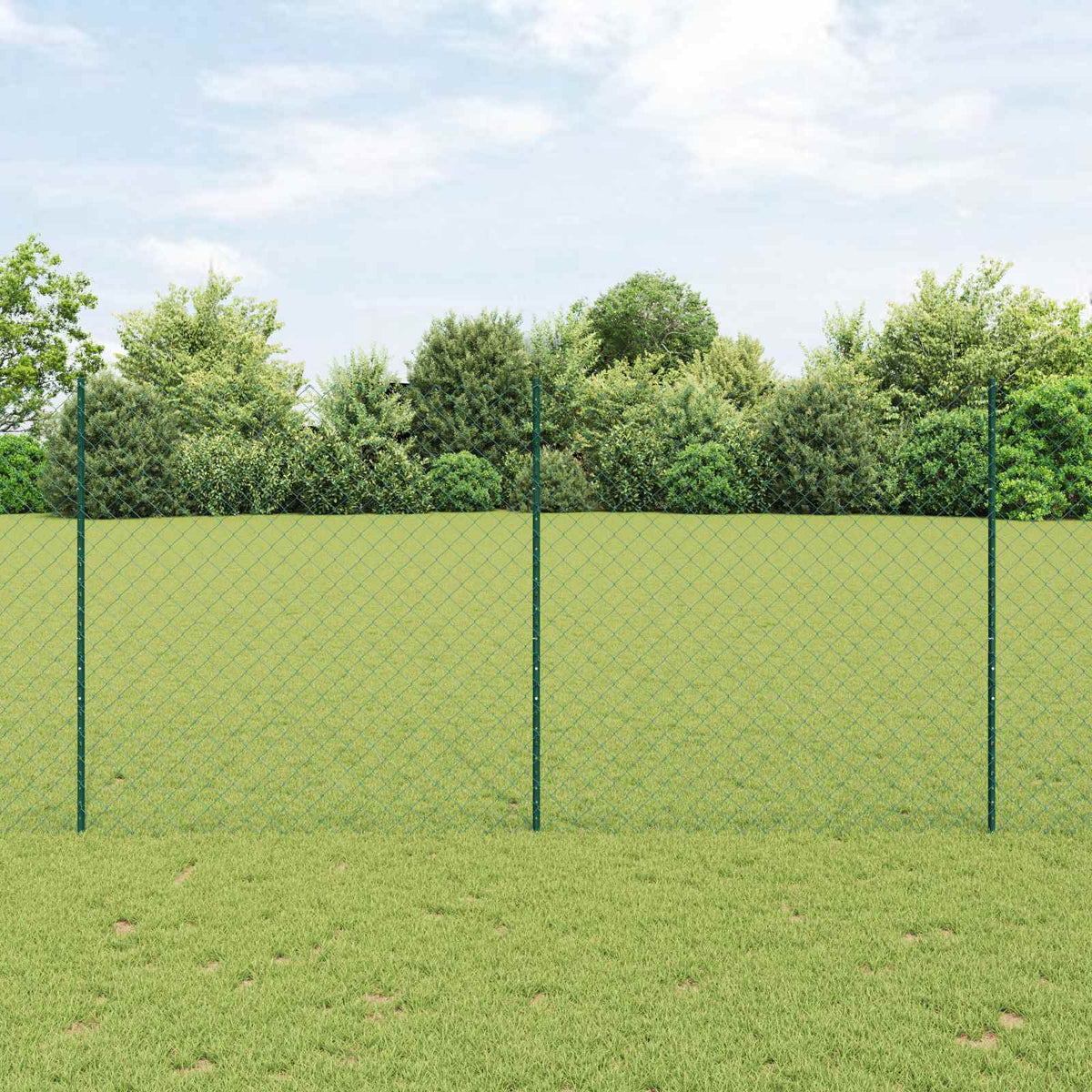 vidaXL Chainlink Fence with Post 25 x 1.6 m PVC-Coated Steel Green 1