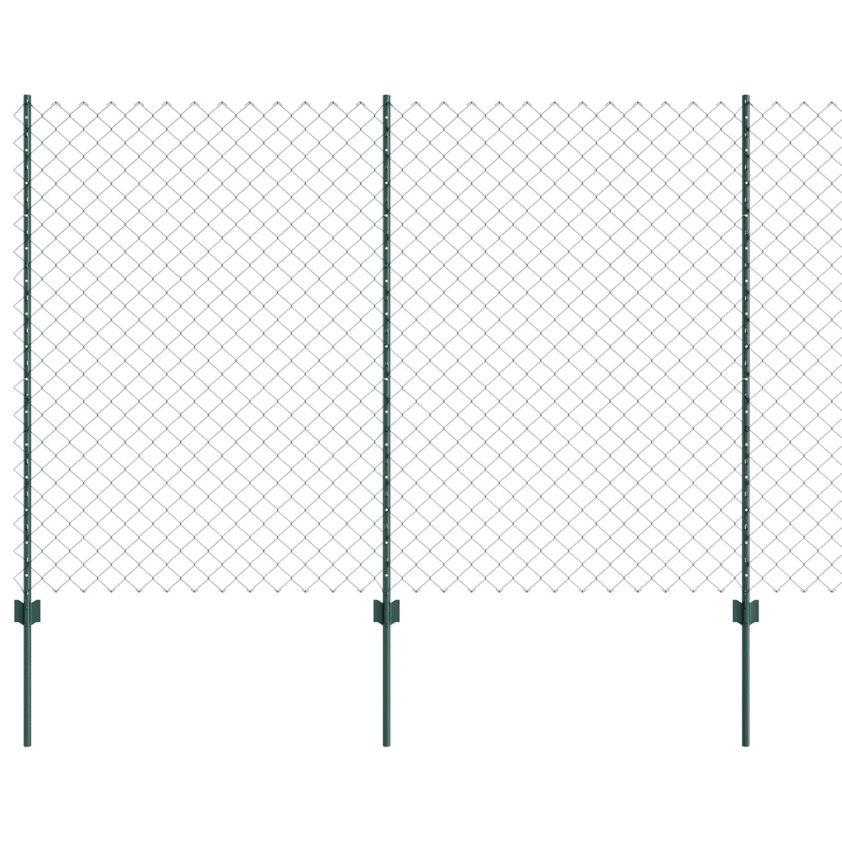 vidaXL Chainlink Fence with Post 25 x 1.6 m PVC-Coated Steel Green 2