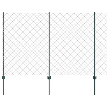 vidaXL Chainlink Fence with Post 25 x 1.6 m PVC-Coated Steel Green 2