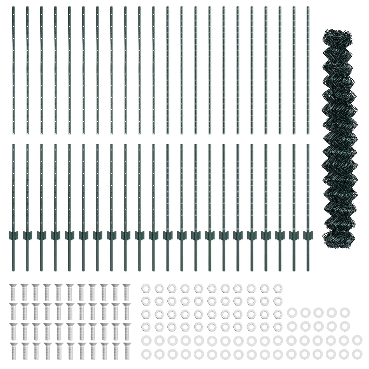 vidaXL Chainlink Fence with Post 25 x 1.6 m PVC-Coated Steel Green 5