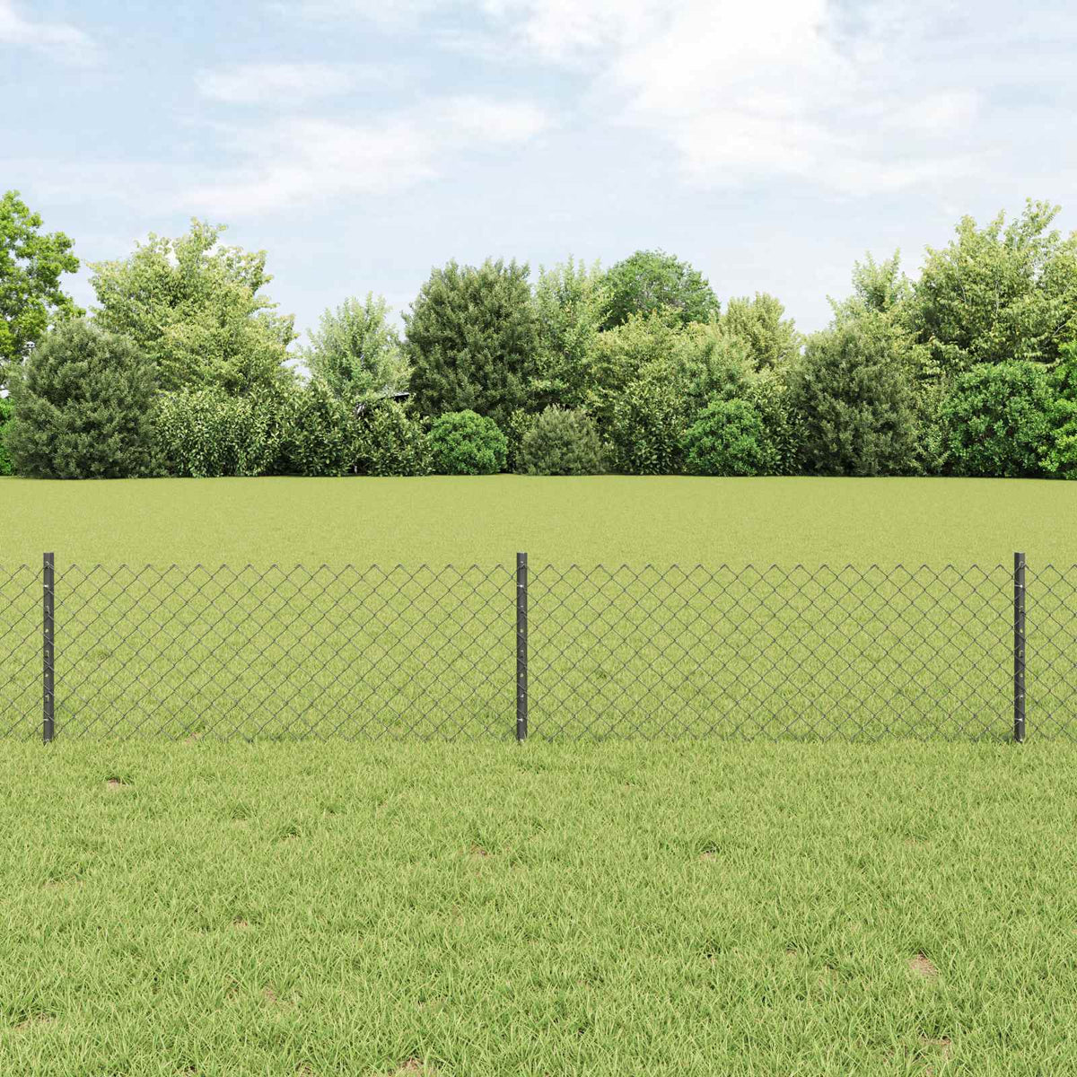 Chainlink Fence with Post 10 x 1 m PVC-Coated Steel Mesh Grey 10 x 0.4 m fence (4 x 4 cm mesh)
