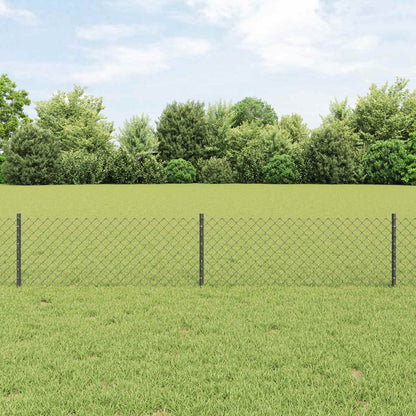 Chainlink Fence with Post 10 x 1 m PVC-Coated Steel Mesh Grey 10 x 0.4 m fence (4 x 4 cm mesh)