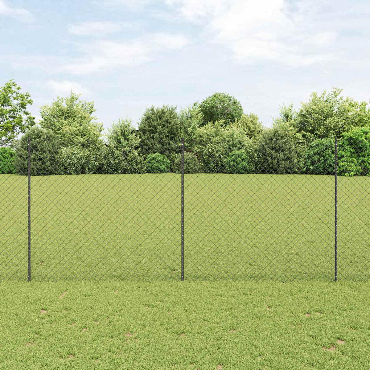 Chainlink Fence with Post 10 x 1 m PVC-Coated Steel Mesh Grey 10 x 1.4 m fence (4 x 4 cm mesh)