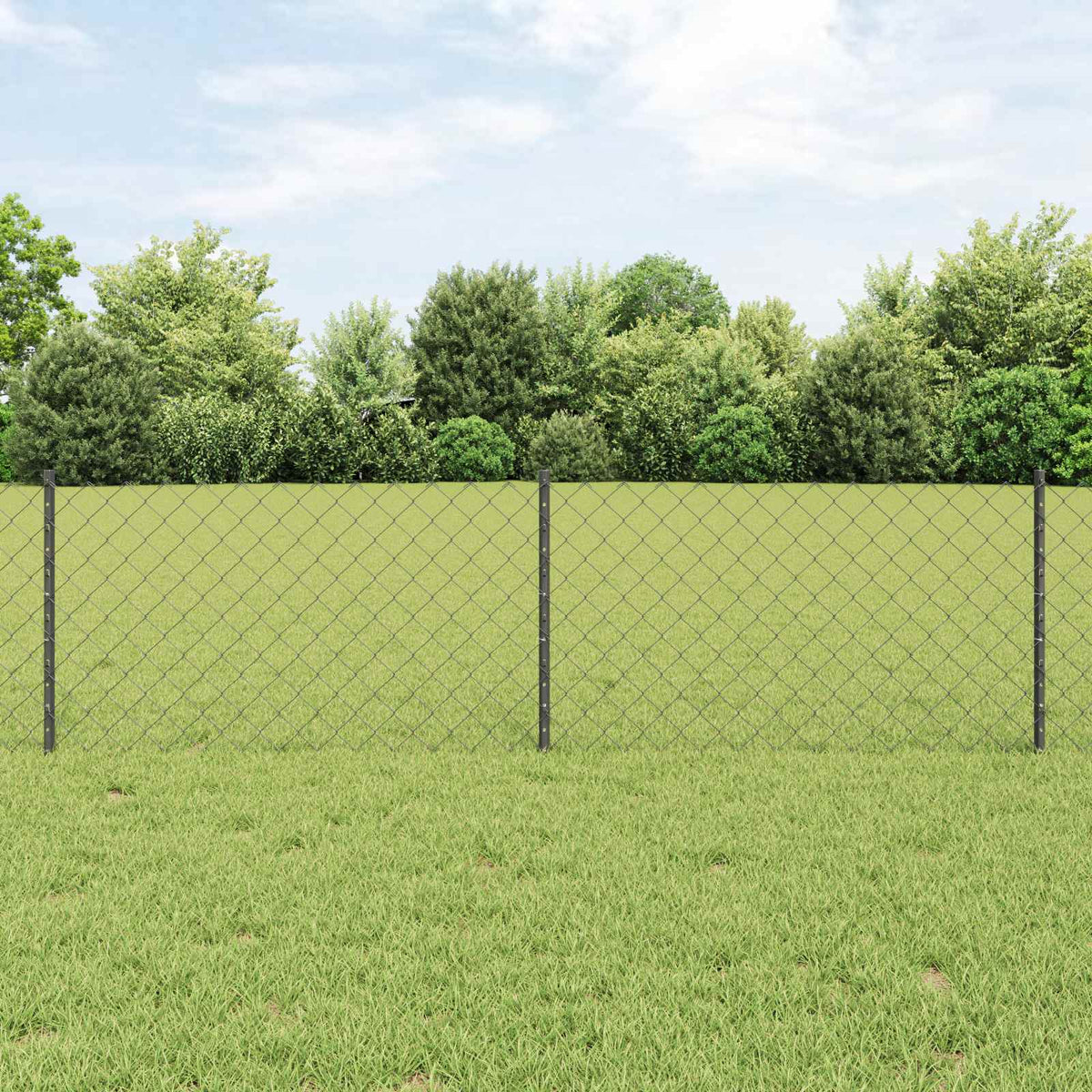 Chainlink Fence with Post 10 x 1 m PVC-Coated Steel Mesh Grey 10 x 0.6 m fence (6 x 6 cm mesh)