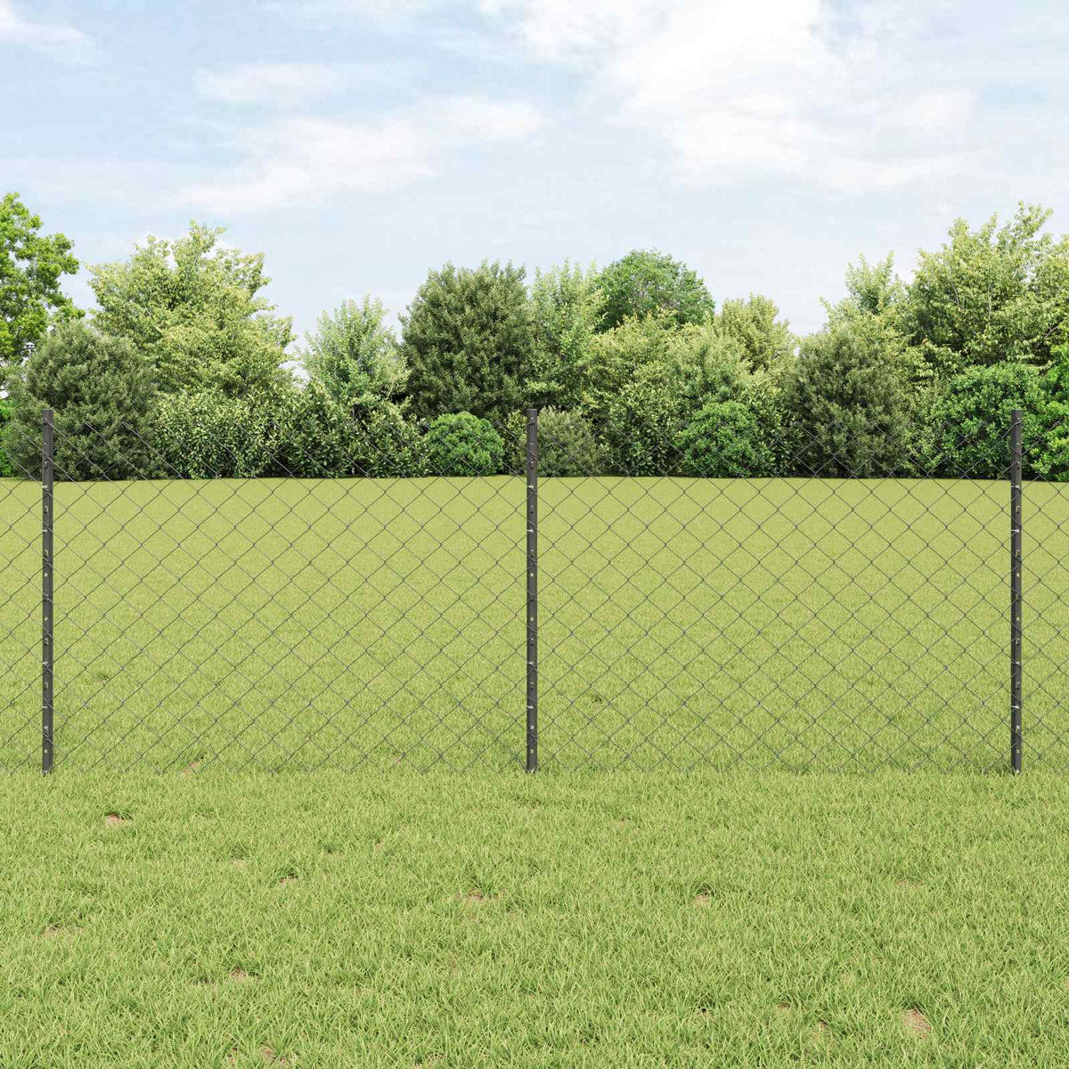 Chainlink Fence with Post 10 x 1 m PVC-Coated Steel Mesh Grey 10 x 0.8 m fence (6 x 6 cm mesh)