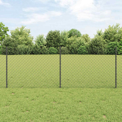 Chainlink Fence with Post 10 x 1 m PVC-Coated Steel Mesh Grey 25 x 0.8 m fence (4 x 4 cm mesh)