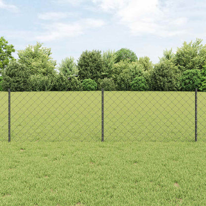 Chainlink Fence with Post 10 x 1 m PVC-Coated Steel Mesh Grey 25 x 0.6 m fence (6 x 6 cm mesh)