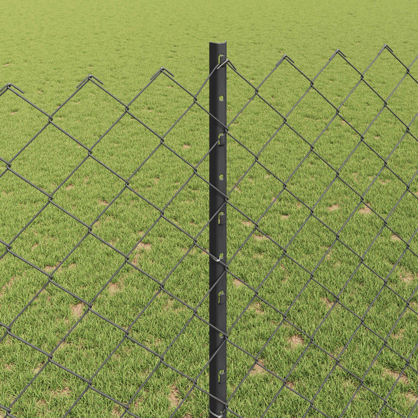 vidaXL Chainlink Fence with Post 25 x 1.4 m PVC-Coated Steel Grey Mesh 4