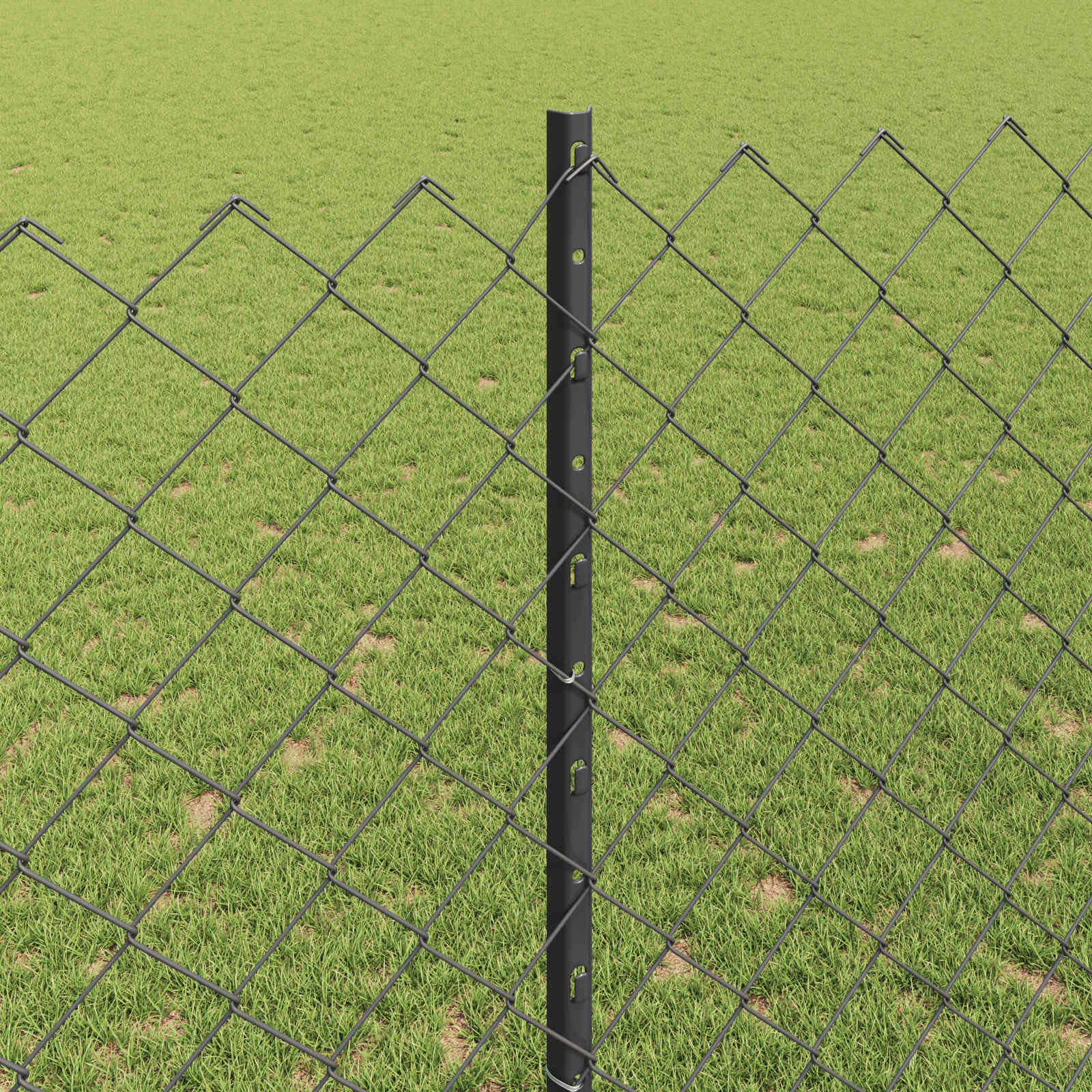 vidaXL Chainlink Fence with Post 25 x 1.4 m PVC-Coated Steel Grey Mesh 4