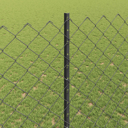 vidaXL Chainlink Fence with Post 25 x 1.4 m PVC-Coated Steel Grey Mesh 4