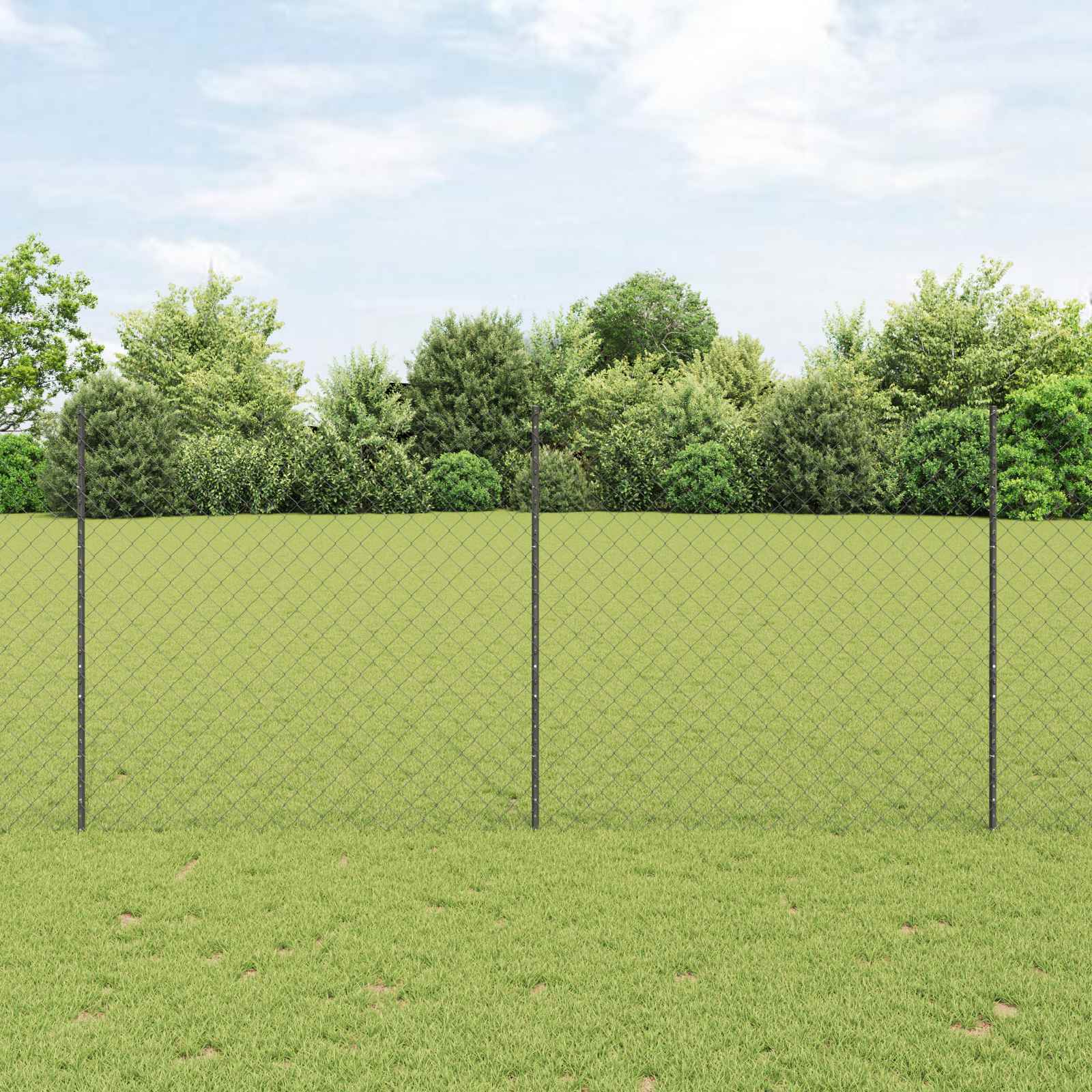 vidaXL Chainlink Fence with Post 25 x 1.4 m PVC-Coated Steel Grey Mesh 1