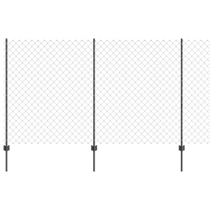 vidaXL Chainlink Fence with Post 25 x 1.4 m PVC-Coated Steel Grey Mesh 2