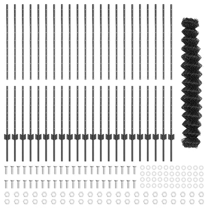 vidaXL Chainlink Fence with Post 25 x 1.4 m PVC-Coated Steel Grey Mesh 5