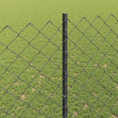 vidaXL Chainlink Fence with Post 25 x 1.6 m PVC-Coated Steel Grey Mesh 4