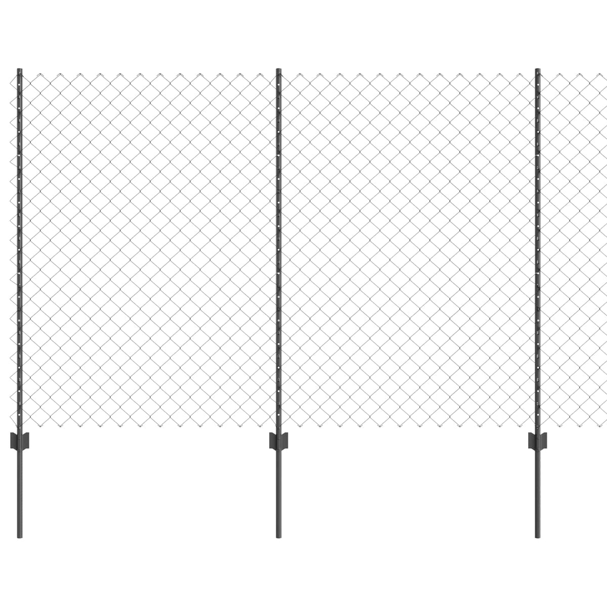 vidaXL Chainlink Fence with Post 25 x 1.6 m PVC-Coated Steel Grey Mesh 2