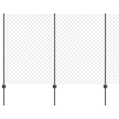 vidaXL Chainlink Fence with Post 25 x 1.6 m PVC-Coated Steel Grey Mesh 2