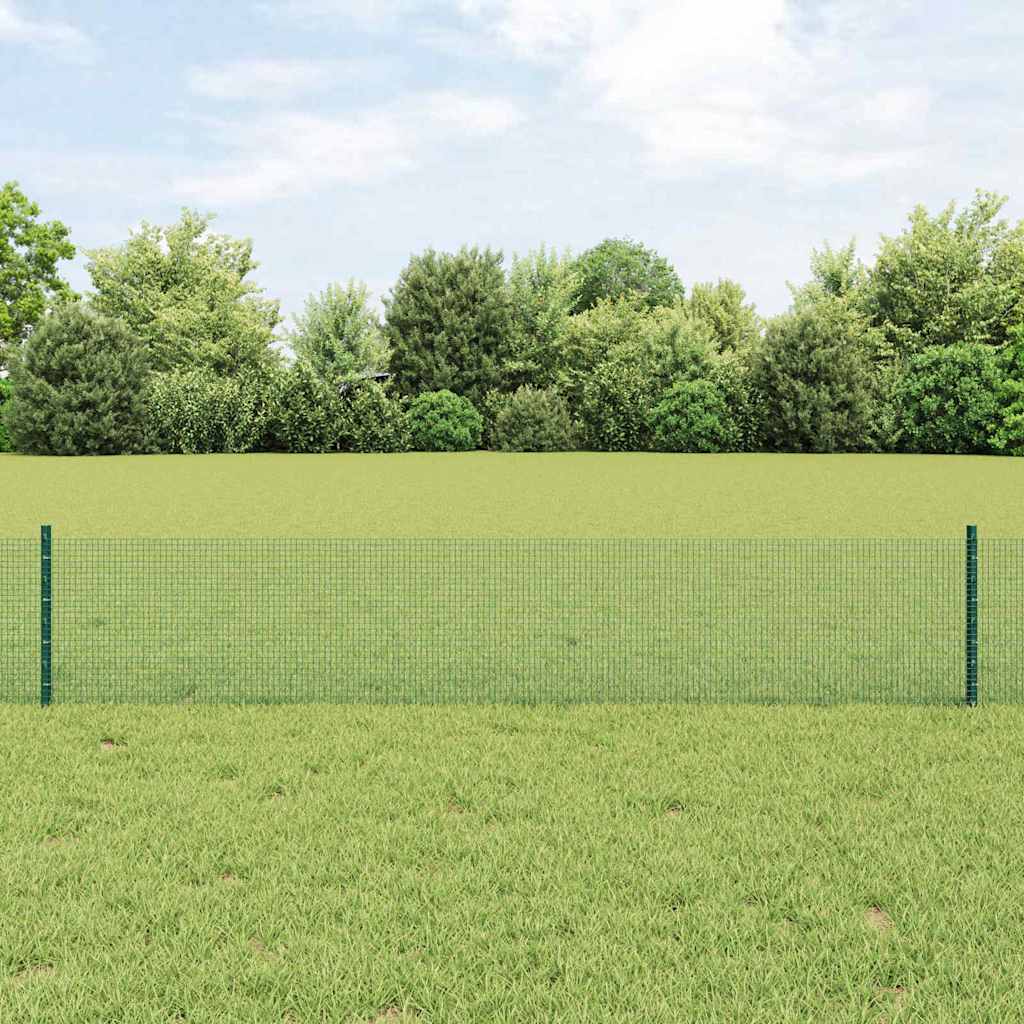 Welded Wire Fence with Posts 10 x 1 m Galvanised Steel Green 10 x 0.4 m – 10 x 1.2 m 10 x 0.4 m fence (1.2 x 1.2 cm mesh)
