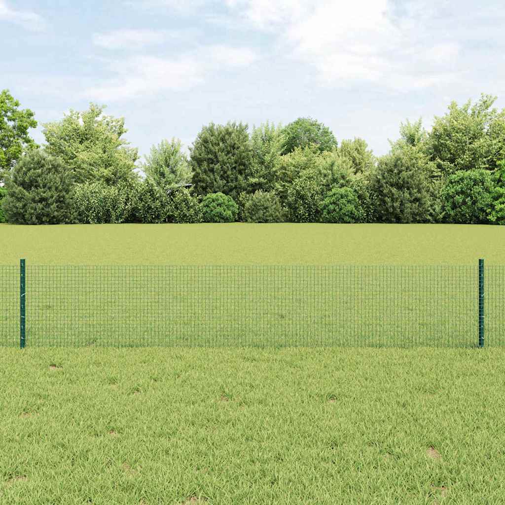 Welded Wire Fence with Posts 10 x 1 m Galvanised Steel Green 10 x 0.4 m – 10 x 1.2 m 10 x 0.4 m fence (1.6 x 1.6 cm mesh)