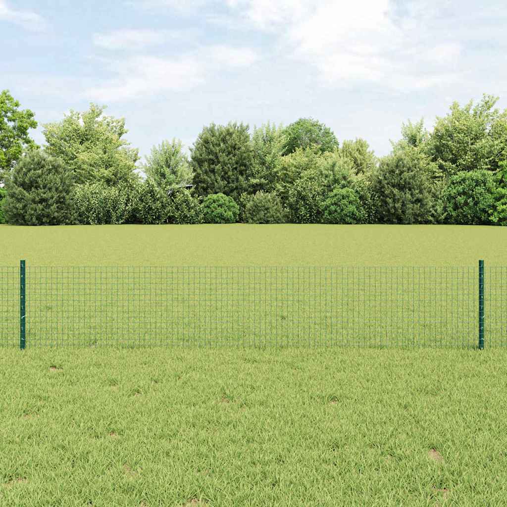 Welded Wire Fence with Posts 10 x 1 m Galvanised Steel Green 10 x 0.4 m – 10 x 1.2 m 10 x 0.4 m fence (2.5 x 2.5 cm mesh)