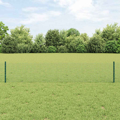 Welded Wire Fence with Posts 10 x 1 m Galvanised Steel Green 10 x 0.4 m – 10 x 1.2 m 10 x 0.4 m fence (2.5 x 2.5 cm mesh)
