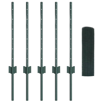 Welded Wire Fence with Posts 10 x 1 m Galvanised Steel Green 10 x 0.4 m – 10 x 1.2 m 10 x 0.5 m fence (1.9 x 1.9 cm mesh)
