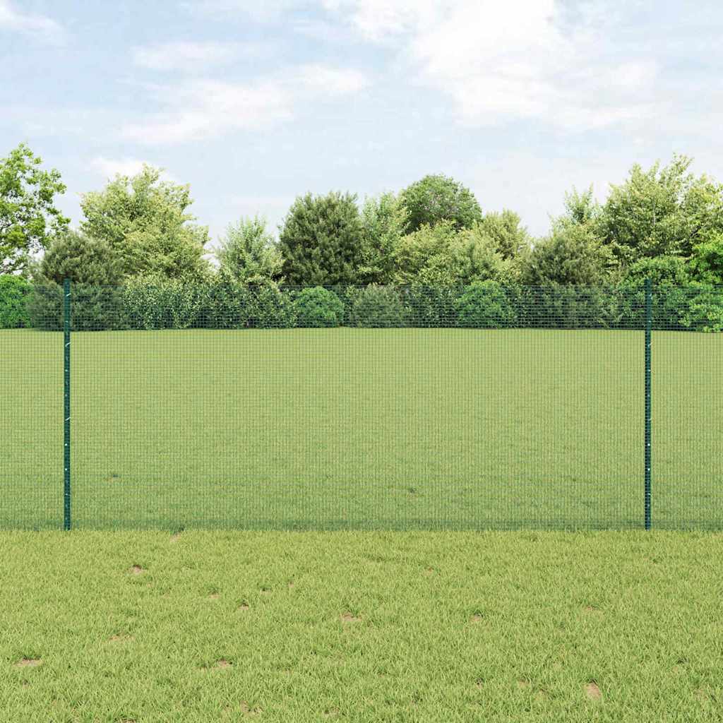 Welded Wire Fence with Posts 10 x 1 m Galvanised Steel Green 10 x 0.4 m – 10 x 1.2 m 10 x 1 m fence (1.2 x 1.2 cm mesh)