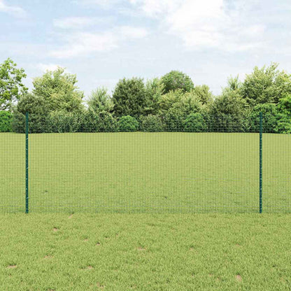 Welded Wire Fence with Posts 10 x 1 m Galvanised Steel Green 10 x 0.4 m – 10 x 1.2 m 10 x 1 m fence (2.5 x 2.5 cm mesh)